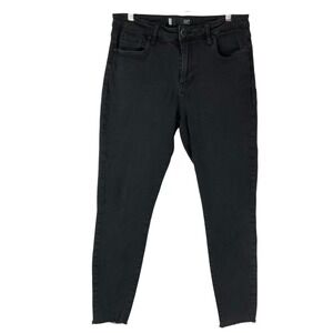 Kut from the Kloth Black Skinny Jeans 10 Zip Fly Raw Hem Ankle Denim Pants